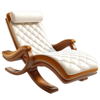 Luxurious wooden lounge chair elegant white cushioning png