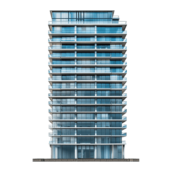 Modern Glass and Concrete Highrise Building Architectural Design png