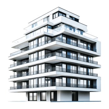 Modern Luxury Apartment Building Architectural Design Rendering png