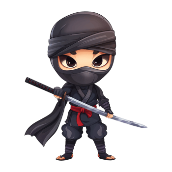 Adorable Cartoon Ninja with Katana Sword Ready for Action png