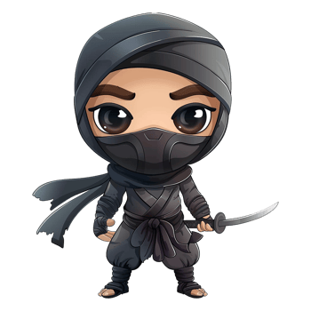 Adorable Ninja Character Illustration with Katana Sword png