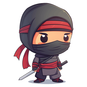 Cartoon Ninja Character Illustration with Katana Sword png