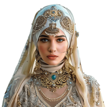 Portrait of a Beautiful Woman in Elegant Indian Bridal Attire Adorned with Exquisite Gold Jewelry png