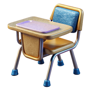 dramatic minimalist Classroom Desk Chair Cutout for Educational Furniture premium png