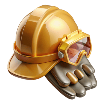 elegant abstract Construction Worker Helmet and Gloves Transparent Safety Gear genuine png