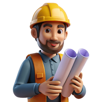 impressive traditional Construction Worker with Blueprints Isolated Engineering Project premium png