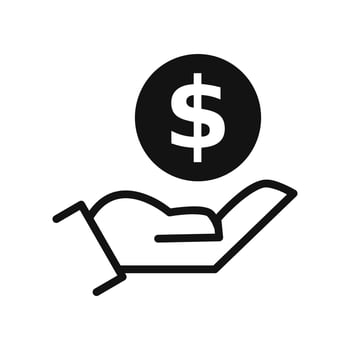 Compensation Hand Icon Holding Dollar Coin vector