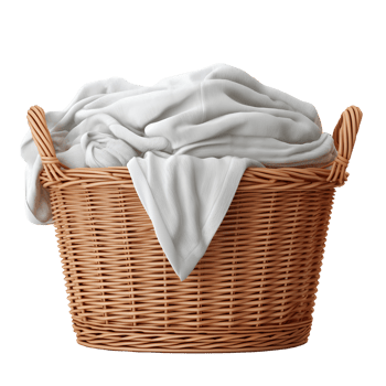 Laundry Basket with Towels Photograph On Transparent Background png