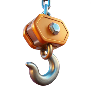 vibrant traditional Crane Hook Lifting gold Chain Isolated Construction Equipment high quality png