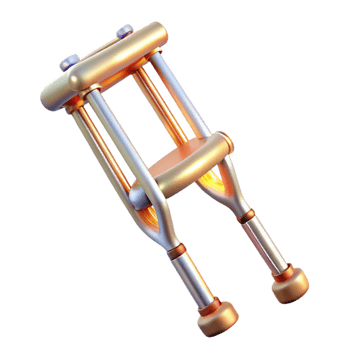 beautiful creative Crutches Medical Support Device Isolated Injury Recovery authentic png