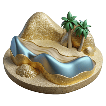 elegant minimalist Cutout Sandy Beach Shoreline for Travel Ads detailed png