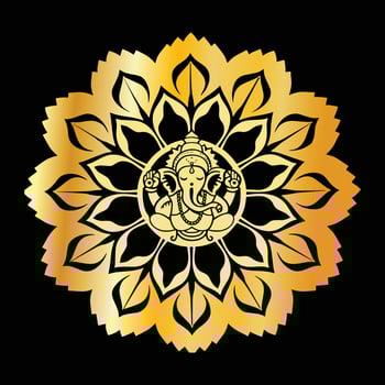 Lord Ganesha Enthroned in a Radiant Mandala vector