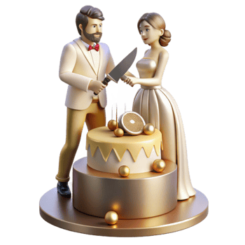 elegant classic Cutting the Cake Couple Knife Isolated for Wedding Photography high resolution png