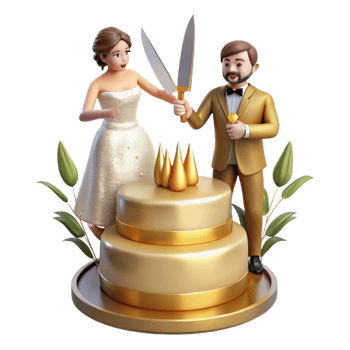 magnificent vintage Cutting the Cake Couple Knife Isolated for Wedding Photography original png