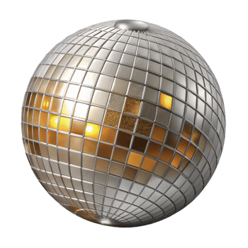 wonderful vintage Disco Ball Sparkling Silver Cutout for Nightlife Flyers genuine png