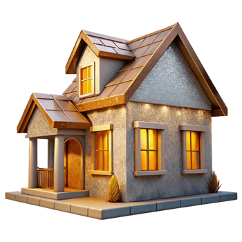 dramatic vintage D Model House Exterior Render Cutout professional png