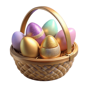 serene minimalist Easter Basket with Eggs Cutout for Spring Celebrations detailed png