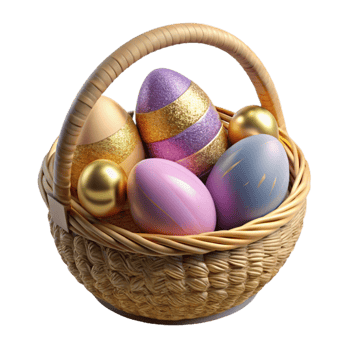 magnificent creative Easter Basket with Eggs Cutout for Spring Celebrations genuine png
