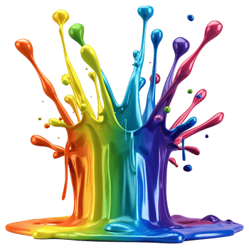 Vibrant Rainbow Paint Splash Explosion Colorful 3D Render Abstract Art png