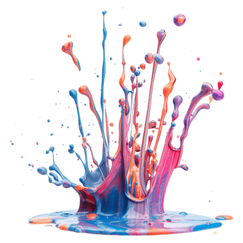 Vibrant Colorful Paint Explosion Abstract Art Digital Painting png
