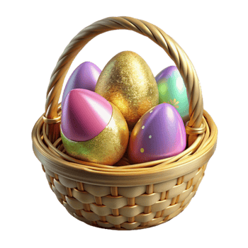 magnificent abstract Easter Egg Hunt Basket Isolated for Spring Activities authentic png