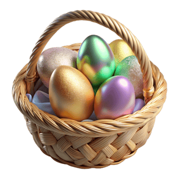 serene abstract Easter Painted Eggs in Basket Transparent for Spring Crafts exclusive png