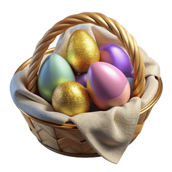 vibrant traditional Easter Painted Eggs in Basket Transparent for Spring Crafts professional png