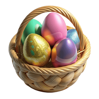extraordinary rustic Easter Painted Eggs in Basket Transparent for Spring Crafts png