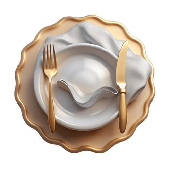 serene classic Empty Plate with Fork and Knife Cutout for Menu Templates professional png