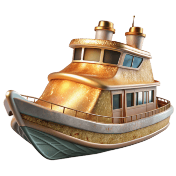 serene rustic Ferry Boat Isolated Cutout for Transportation Designs original png