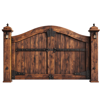 Luxury beautiful wooden gate isolated on transparent background png