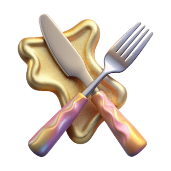 elegant traditional Fork and Knife Crossed Cutout for Restaurant Logos high quality png