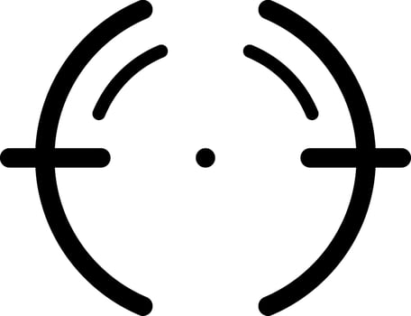 Target focus symbol is aiming center point with crosshair and concentric circles representing accuracy, precision, and focus on a specific goal or objective vector