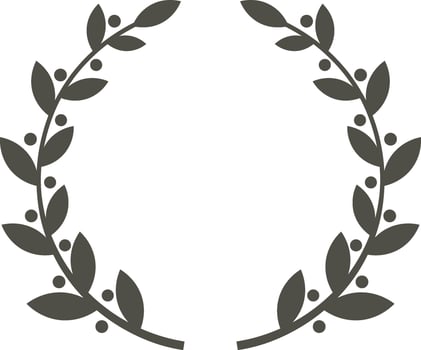 Minimalist dark gray laurel wreath forming a circular frame with ample copy space, perfect for showcasing awards, logos, or elegant decorative elements celebrating achievement and success vector