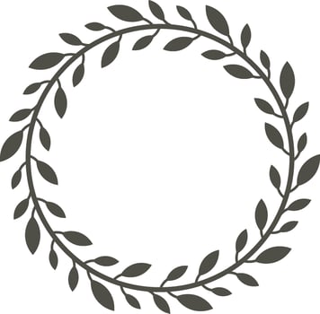 Elegant circular frame featuring a stylized laurel branch, perfect for enhancing minimalist and natural designs with a touch of sophistication and timeless beauty vector