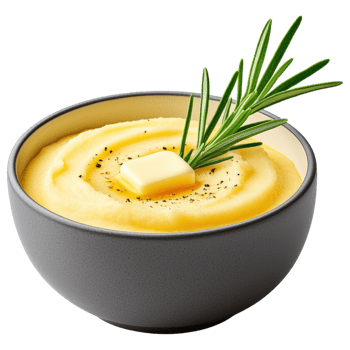 Food concept, Creamy mashed potatoes topped with melted butter and fresh herbs create comforting dish that delights senses png