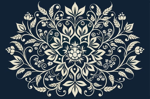 Elegant Floral Mandala Pattern on a Dark Blue Background vector