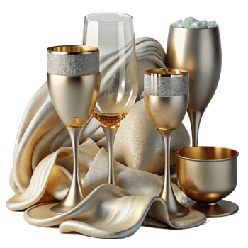 magnificent classic Glassware Collection Wine Glasses Champagne Flutes Elegant Design Isolated high resolution png