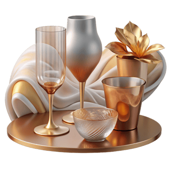 elegant traditional Glassware Set Transparent for Table Setting Design premium png