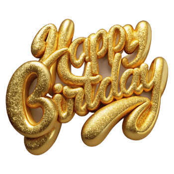 beautiful creative Gold Glitter Happy Birthday Transparent Background professional png