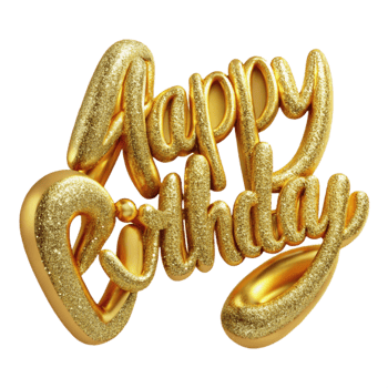 vibrant traditional Gold Glitter Happy Birthday Transparent Background exclusive png
