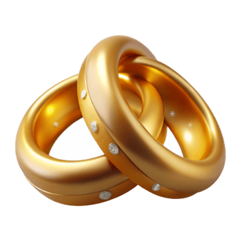 elegant rustic Gold Wedding Rings with Diamonds Interlocked Transparent authentic png