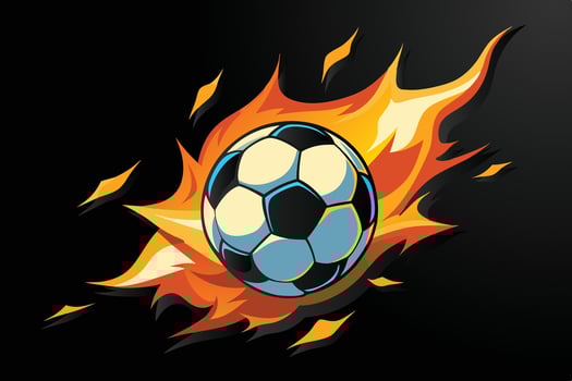 Burning soccer ball with flames on a black background vector