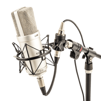 Professional Condenser Microphone on Studio Mic Stand, Recording Equipment png