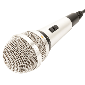Professional Silver Microphone Isolated on White Background for Music, Podcast, and Broadcasting png