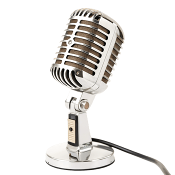 Vintage Retro Microphone Design Studio Recording Equipment, Metal, Chrome png