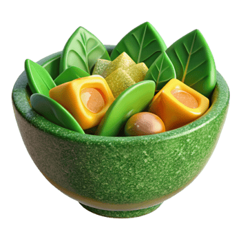 vibrant rustic Green Salad Bowl with Vegetables Isolated for Healthy Recipes high quality png
