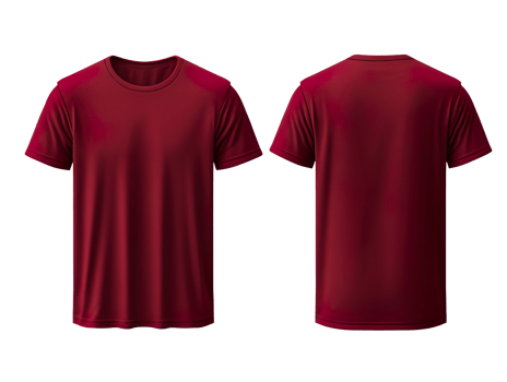 Maroon men's classic t-shirt front and back isolated on transparent background png