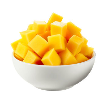 mango cubes in bowl isolated on transparent background png