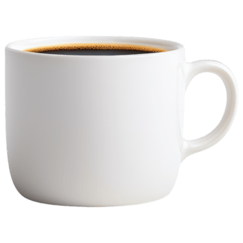 cup of hot black coffee with steam rising, inviting warmth and comfort. png